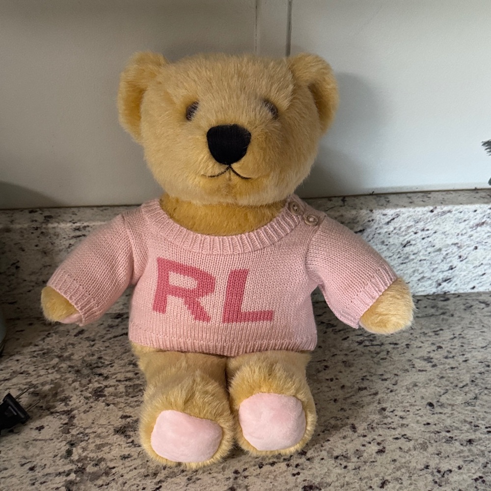 Ralph Lauren bear with pink sweater collectible